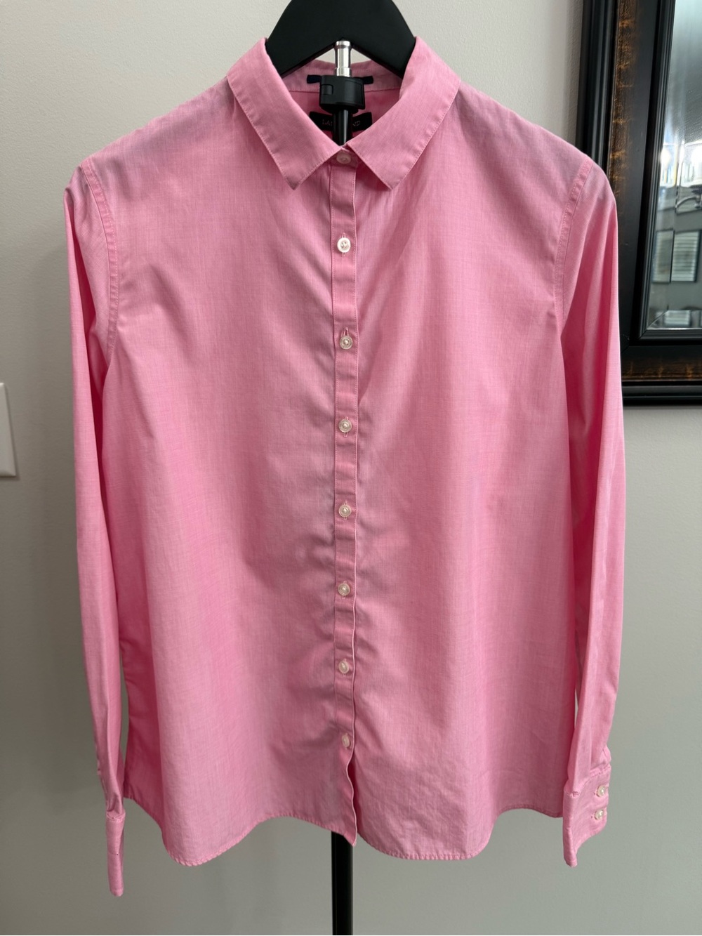 Lands' End Women's Pink Button-Down Collared Shirt